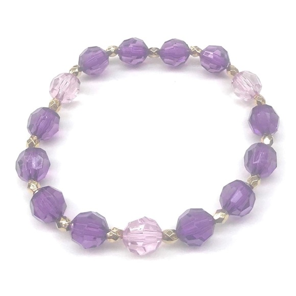 Shades of Purple Beaded Stretch Bracelet - Picture 3 of 3